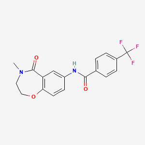 molecular formula C18H15F3N2O3 B2464828 N-(4-methyl-5-oxo-2,3,4,5-tetrahydro-1,4-benzoxazepin-7-yl)-4-(trifluoromethyl)benzamide CAS No. 922127-63-7