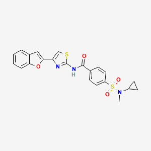 molecular formula C22H19N3O4S2 B2464841 N-[4-(1-benzofuran-2-yl)-1,3-thiazol-2-yl]-4-[cyclopropyl(methyl)sulfamoyl]benzamide CAS No. 923461-44-3