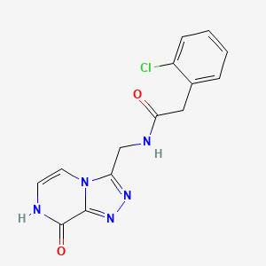 molecular formula C14H12ClN5O2 B2464843 2-(2-chlorophenyl)-N-((8-hydroxy-[1,2,4]triazolo[4,3-a]pyrazin-3-yl)methyl)acetamide CAS No. 2034596-67-1