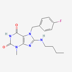 molecular formula C17H20FN5O2 B2464884 8-(butylamino)-7-(4-fluorobenzyl)-3-methyl-1H-purine-2,6(3H,7H)-dione CAS No. 505080-58-0