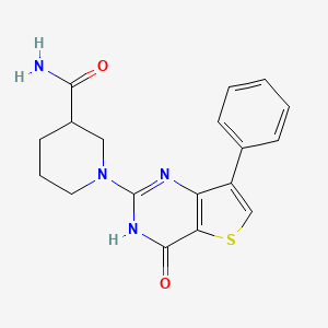 B2464897 1-(4-Oxo-7-phenyl-3,4-dihydrothieno[3,2-d]pyrimidin-2-yl)piperidine-3-carboxamide CAS No. 1242998-43-1