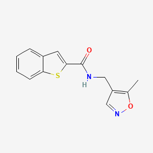 molecular formula C14H12N2O2S B2464904 N-[(5-methyl-1,2-oxazol-4-yl)methyl]-1-benzothiophene-2-carboxamide CAS No. 2034245-56-0