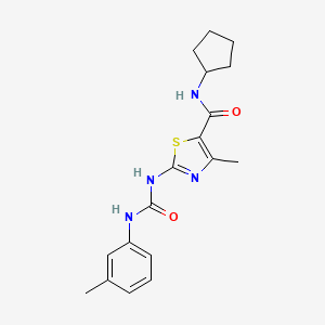 molecular formula C18H22N4O2S B2464914 N-cyclopentyl-4-methyl-2-(3-(m-tolyl)ureido)thiazole-5-carboxamide CAS No. 941974-94-3