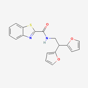 molecular formula C18H14N2O3S B2464931 N-[2,2-bis(furan-2-yl)ethyl]-1,3-benzothiazole-2-carboxamide CAS No. 2097872-70-1