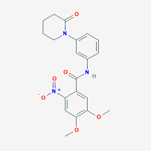 molecular formula C20H21N3O6 B2464946 4,5-dimethoxy-2-nitro-N-[3-(2-oxopiperidin-1-yl)phenyl]benzamide CAS No. 942013-99-2