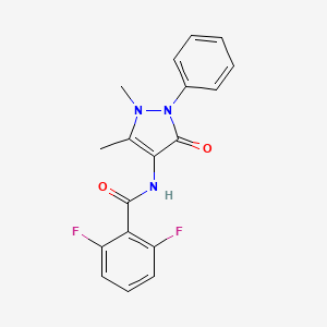molecular formula C18H15F2N3O2 B2464960 N-(1,5-dimethyl-3-oxo-2-phenyl-2,3-dihydro-1H-pyrazol-4-yl)-2,6-difluorobenzamide CAS No. 356569-20-5