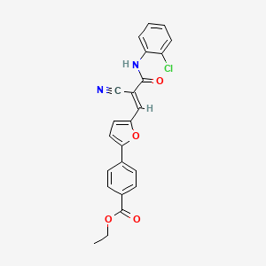molecular formula C23H17ClN2O4 B2465014 ethyl 4-(5-{2-[(2-chlorophenyl)carbamoyl]-2-cyanoeth-1-en-1-yl}furan-2-yl)benzoate CAS No. 380434-27-5