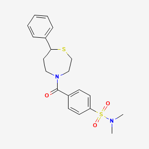 molecular formula C20H24N2O3S2 B2465028 N,N-dimethyl-4-(7-phenyl-1,4-thiazepane-4-carbonyl)benzenesulfonamide CAS No. 1797288-71-1