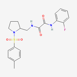 molecular formula C20H22FN3O4S B2465035 N1-(2-fluorophenyl)-N2-((1-tosylpyrrolidin-2-yl)methyl)oxalamide CAS No. 896273-71-5