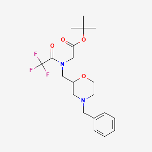 molecular formula C20H27F3N2O4 B2465053 tert-butyl 2-{N-[(4-benzylmorpholin-2-yl)methyl]-2,2,2-trifluoroacetamido}acetate CAS No. 1803581-92-1
