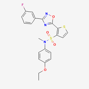 molecular formula C21H18FN3O4S2 B2465061 N-(4-ethoxyphenyl)-2-[3-(3-fluorophenyl)-1,2,4-oxadiazol-5-yl]-N-methylthiophene-3-sulfonamide CAS No. 1206986-03-9