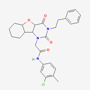 molecular formula C27H22ClN3O4 B2465108 N-(3-chloro-4-methylphenyl)-2-[4,6-dioxo-5-(2-phenylethyl)-8-oxa-3,5-diazatricyclo[7.4.0.0^{2,7}]trideca-1(9),2(7),10,12-tetraen-3-yl]acetamide CAS No. 1326839-98-8