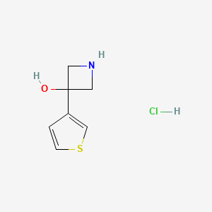 molecular formula C7H10ClNOS B2465130 3-(thiophen-3-yl)azetidin-3-ol hydrochloride CAS No. 2413877-64-0
