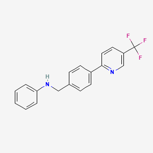 molecular formula C19H15F3N2 B2465132 N-({4-[5-(trifluoromethyl)pyridin-2-yl]phenyl}methyl)aniline CAS No. 2059494-85-6