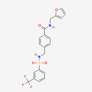 molecular formula C20H17F3N2O4S B2465139 N-[(furan-2-yl)methyl]-4-{[3-(trifluoromethyl)benzenesulfonamido]methyl}benzamide CAS No. 690245-23-9
