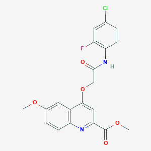 molecular formula C20H16ClFN2O5 B2465151 Methyl 4-{[(4-chloro-2-fluorophenyl)carbamoyl]methoxy}-6-methoxyquinoline-2-carboxylate CAS No. 1358329-21-1