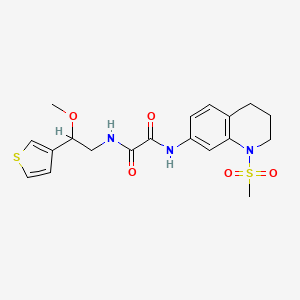 molecular formula C19H23N3O5S2 B2465185 N1-(2-methoxy-2-(thiophen-3-yl)ethyl)-N2-(1-(methylsulfonyl)-1,2,3,4-tetrahydroquinolin-7-yl)oxalamide CAS No. 1448036-10-9