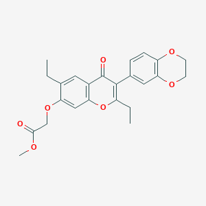 molecular formula C24H24O7 B2465212 methyl {[3-(2,3-dihydro-1,4-benzodioxin-6-yl)-2,6-diethyl-4-oxo-4H-chromen-7-yl]oxy}acetate CAS No. 180077-41-2
