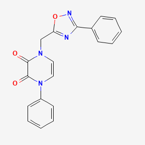 molecular formula C19H14N4O3 B2465215 1-phenyl-4-((3-phenyl-1,2,4-oxadiazol-5-yl)methyl)pyrazine-2,3(1H,4H)-dione CAS No. 1251602-63-7