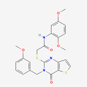 molecular formula C24H23N3O5S2 B2465239 N-(2,5-dimethoxyphenyl)-2-({3-[(3-methoxyphenyl)methyl]-4-oxo-3H,4H-thieno[3,2-d]pyrimidin-2-yl}sulfanyl)acetamide CAS No. 1252824-72-8