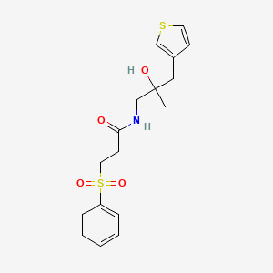 molecular formula C17H21NO4S2 B2465260 3-(benzenesulfonyl)-N-{2-hydroxy-2-[(thiophen-3-yl)methyl]propyl}propanamide CAS No. 2097913-92-1