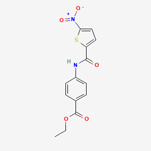 molecular formula C14H12N2O5S B2465265 ethyl 4-(5-nitrothiophene-2-amido)benzoate CAS No. 308292-85-5