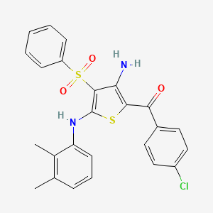molecular formula C25H21ClN2O3S2 B2465266 3-(benzenesulfonyl)-5-(4-chlorobenzoyl)-N2-(2,3-dimethylphenyl)thiophene-2,4-diamine CAS No. 895644-82-3