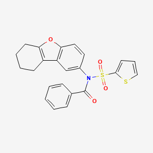 molecular formula C23H19NO4S2 B2465296 N-{8-oxatricyclo[7.4.0.0^{2,7}]trideca-1(9),2,4,6-tetraen-4-yl}-N-(thiophene-2-sulfonyl)benzamide CAS No. 518305-26-5
