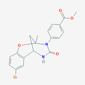 molecular formula C19H17BrN2O4 B2465312 methyl 4-(8-bromo-2-methyl-4-oxo-5,6-dihydro-2H-2,6-methanobenzo[g][1,3,5]oxadiazocin-3(4H)-yl)benzoate CAS No. 899742-87-1