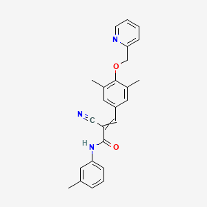 molecular formula C25H23N3O2 B2465324 2-cyano-3-{3,5-dimethyl-4-[(pyridin-2-yl)methoxy]phenyl}-N-(3-methylphenyl)prop-2-enamide CAS No. 1390923-81-5