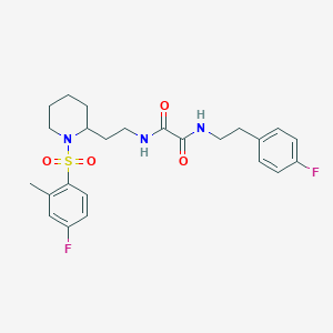 molecular formula C24H29F2N3O4S B2465325 N1-(2-(1-((4-fluoro-2-methylphenyl)sulfonyl)piperidin-2-yl)ethyl)-N2-(4-fluorophenethyl)oxalamide CAS No. 898461-46-6