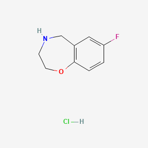 molecular formula C9H11ClFNO B2465335 7-Fluoro-2,3,4,5-tetrahydrobenzo[f][1,4]oxazepine hydrochloride CAS No. 2172500-14-8