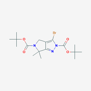 molecular formula C17H26BrN3O4 B2465345 Di-tert-butyl 3-bromo-6,6-dimethylpyrrolo[3,4-c]pyrazole-2,5(4H,6H)-dicarboxylate CAS No. 1330766-42-1