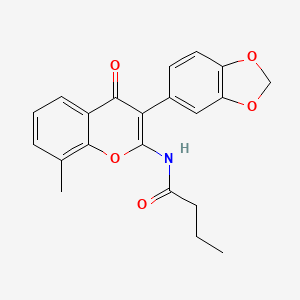 molecular formula C21H19NO5 B2465361 N-[3-(2H-1,3-benzodioxol-5-yl)-8-methyl-4-oxo-4H-chromen-2-yl]butanamide CAS No. 879565-08-9