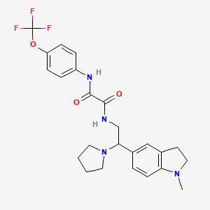 molecular formula C24H27F3N4O3 B2465380 N1-(2-(1-methylindolin-5-yl)-2-(pyrrolidin-1-yl)ethyl)-N2-(4-(trifluoromethoxy)phenyl)oxalamide CAS No. 922066-99-7
