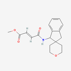molecular formula C18H21NO4 B2465381 Methyl (E)-4-oxo-4-(spiro[1,3-dihydroindene-2,4'-oxane]-1-ylamino)but-2-enoate CAS No. 2411333-17-8