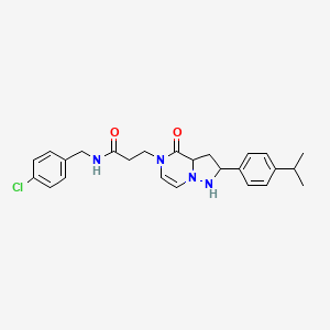 molecular formula C25H25ClN4O2 B2465387 N-[(4-chlorophenyl)methyl]-3-{4-oxo-2-[4-(propan-2-yl)phenyl]-4H,5H-pyrazolo[1,5-a]pyrazin-5-yl}propanamide CAS No. 1326877-83-1