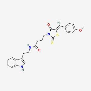 molecular formula C25H25N3O3S2 B2465397 N-[2-(1H-indol-3-yl)ethyl]-4-[(5Z)-5-[(4-methoxyphenyl)methylidene]-4-oxo-2-sulfanylidene-1,3-thiazolidin-3-yl]butanamide CAS No. 900135-15-1