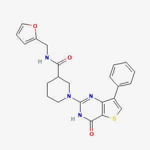 molecular formula C23H22N4O3S B2465398 N-(furan-2-ylmethyl)-1-(4-oxo-7-phenyl-3,4-dihydrothieno[3,2-d]pyrimidin-2-yl)piperidine-3-carboxamide CAS No. 1251672-34-0