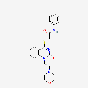 molecular formula C23H30N4O3S B2465429 2-((1-(2-morpholinoethyl)-2-oxo-1,2,5,6,7,8-hexahydroquinazolin-4-yl)thio)-N-(p-tolyl)acetamide CAS No. 898435-38-6