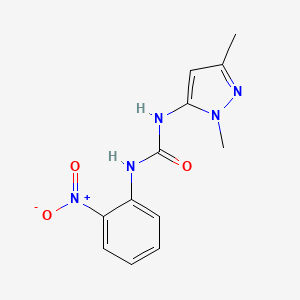molecular formula C12H13N5O3 B2465468 N-(1,3-dimethyl-1H-pyrazol-5-yl)-N'-(2-nitrophenyl)urea CAS No. 956193-94-5