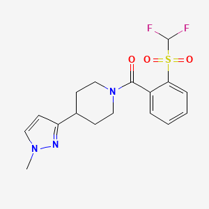 molecular formula C17H19F2N3O3S B2465471 (2-((difluoromethyl)sulfonyl)phenyl)(4-(1-methyl-1H-pyrazol-3-yl)piperidin-1-yl)methanone CAS No. 2034609-50-0