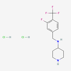 molecular formula C13H18Cl2F4N2 B2465475 N-[3-Fluoro-4-(trifluoromethyl)benzyl]piperidin-4-amine dihydrochloride CAS No. 1322200-87-2