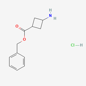 molecular formula C12H16ClNO2 B2465476 Benzyl (1r,3r)-3-aminocyclobutane-1-carboxylate hydrochloride, trans CAS No. 1008770-36-2