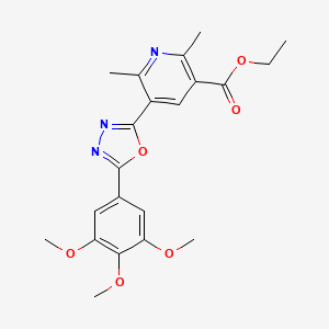 molecular formula C21H23N3O6 B2465489 Ethyl 2,6-dimethyl-5-[5-(3,4,5-trimethoxyphenyl)-1,3,4-oxadiazol-2-yl]pyridine-3-carboxylate CAS No. 622788-63-0