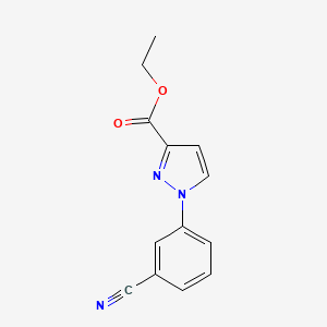 molecular formula C13H11N3O2 B2465501 ethyl 1-(3-cyanophenyl)-1H-pyrazole-3-carboxylate CAS No. 1027551-30-9