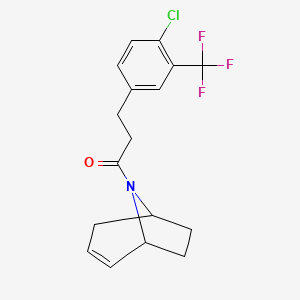molecular formula C17H17ClF3NO B2465507 1-((1R,5S)-8-azabicyclo[3.2.1]oct-2-en-8-yl)-3-(4-chloro-3-(trifluoromethyl)phenyl)propan-1-one CAS No. 1797740-31-8