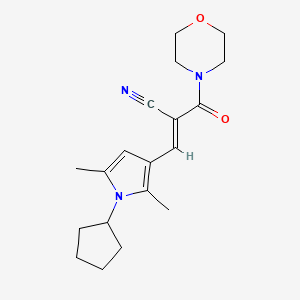 molecular formula C19H25N3O2 B2465509 (2E)-3-(1-cyclopentyl-2,5-dimethyl-1H-pyrrol-3-yl)-2-(morpholin-4-ylcarbonyl)prop-2-enenitrile CAS No. 333322-38-6