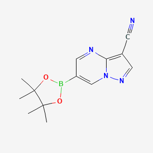 molecular formula C13H15BN4O2 B2465525 6-(4,4,5,5-Tetramethyl-1,3,2-dioxaborolan-2-yl)pyrazolo[1,5-a]pyrimidine-3-carbonitrile CAS No. 2434640-42-1