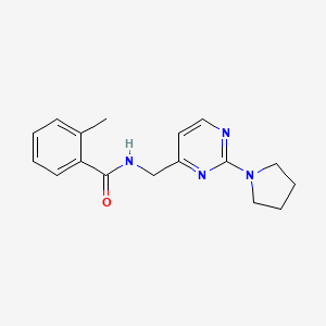 B2465527 2-methyl-N-((2-(pyrrolidin-1-yl)pyrimidin-4-yl)methyl)benzamide CAS No. 1797292-82-0